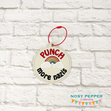 Load image into Gallery viewer, Punch Nazis bag tag machine embroidery design DIGITAL DOWNLOAD
