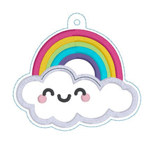 Load image into Gallery viewer, Rainbow applique bag tag machine embroidery design DIGITAL DOWNLOAD