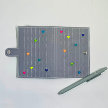 Load image into Gallery viewer, Rainbow Hearts top load notebook cover machine embroidery design DIGITAL DOWNLOAD