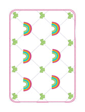 Load image into Gallery viewer, Lucky Rainbow mug rug machine embroidery design (4 sizes, envelope and turned styles included) DIGITAL DOWNLOAD