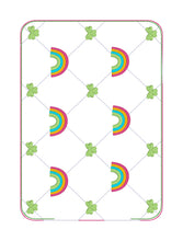 Load image into Gallery viewer, Lucky Rainbow mug rug machine embroidery design (4 sizes, envelope and turned styles included) DIGITAL DOWNLOAD