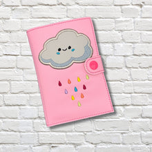 Load image into Gallery viewer, Rainbow Shower applique top load notebook cover machine embroidery design DIGITAL DOWNLOAD