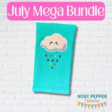 Load image into Gallery viewer, Rainbow Cloud applique machine embroidery design (5 sizes included) July 24 Mystery Bundle DIGITAL DOWNLOAD