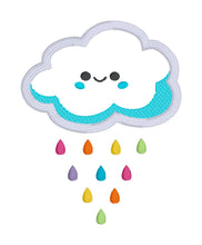 Load image into Gallery viewer, Rainbow Cloud applique machine embroidery design (5 sizes included) July 24 Mystery Bundle DIGITAL DOWNLOAD