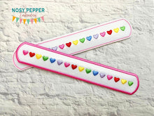 Load image into Gallery viewer, Rainbow Heart Slap Bracelet (single and multi files, and applique and vinyl styles included) DIGITAL DOWNLOAD
