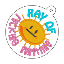 Load image into Gallery viewer, Ray Of bag tag machine embroidery design DIGITAL DOWNLOAD