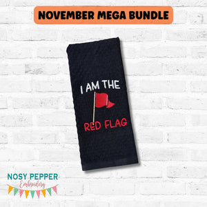Red Flag embroidery design (4 sizes included) NOV 25 MB—DIGITAL DOWNLO ...