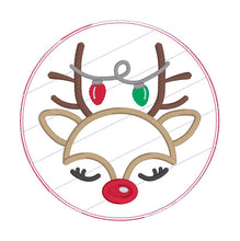 Load image into Gallery viewer, Reindeer applique envelope style mug rug machine embroidery design (5 sizes included) DIGITAL DOWNLOAD