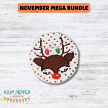 Load image into Gallery viewer, Reindeer applique envelope style mug rug machine embroidery design (5 sizes included) DIGITAL DOWNLOAD