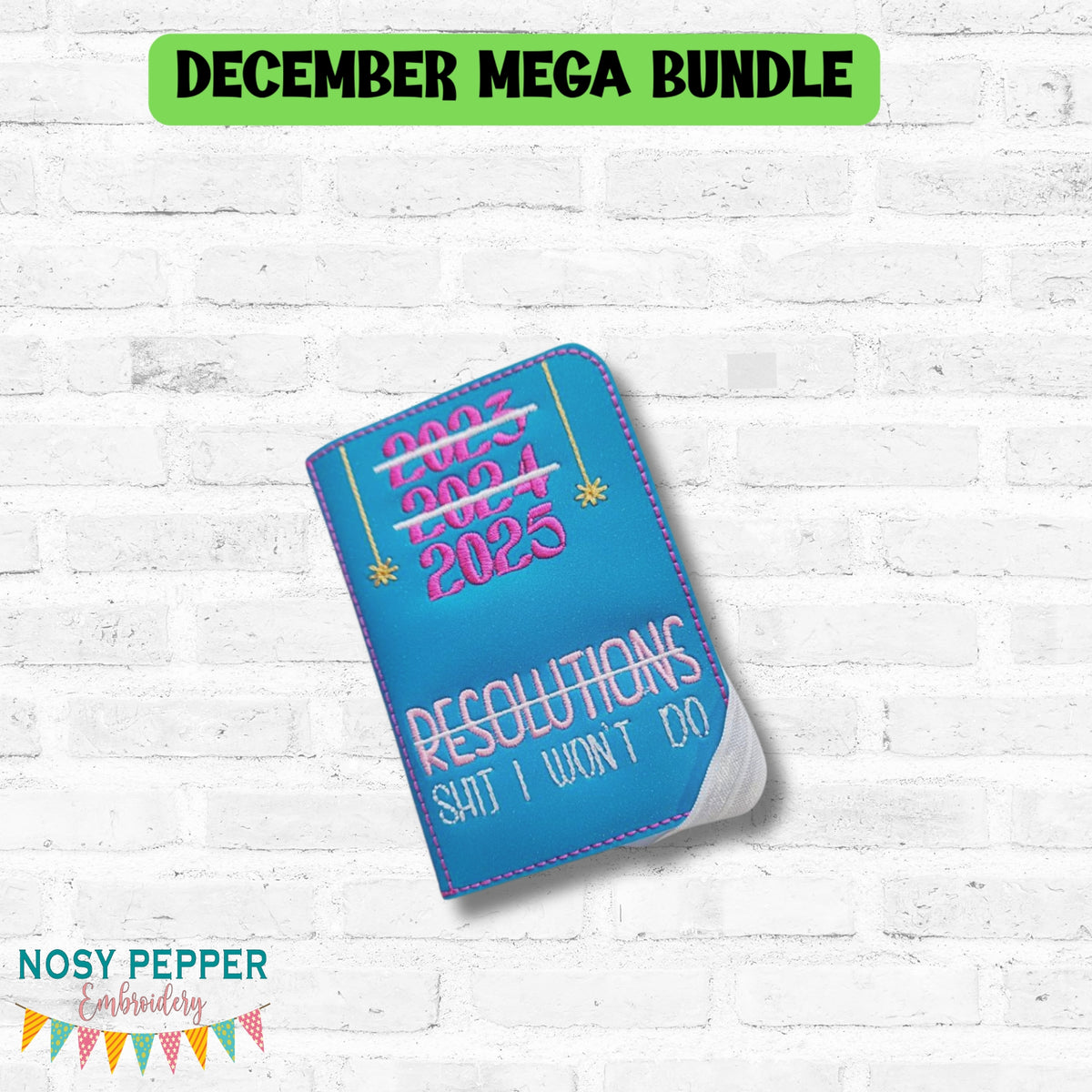 Resolutions notebook cover 2 sizes available machine embroidery design ...