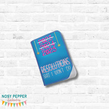 Load image into Gallery viewer, Resolutions notebook cover 2 sizes available machine embroidery design DIGITAL DOWNLOAD