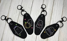 Load image into Gallery viewer, Retro Ghost fob set (3 designs included) machine embroidery design DIGITAL DOWNLOAD