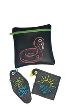 Load image into Gallery viewer, Retro Neon Summer Collection (ITH bag w 5 sizes, lotion case, and key fob included) machine embroidery design DIGITAL DOWNLOAD
