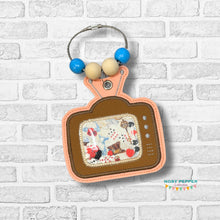 Load image into Gallery viewer, Retro TV applique shaker bag tag/ornament/bookmark machine embroidery design --2026 Skill Builder Bundle—DIGITAL DOWNLOAD