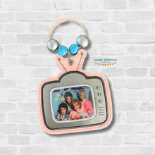 Load image into Gallery viewer, Retro TV applique shaker bag tag/ornament/bookmark machine embroidery design --2026 Skill Builder Bundle—DIGITAL DOWNLOAD