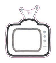 Load image into Gallery viewer, Retro TV applique shaker bag tag/ornament/bookmark machine embroidery design --2026 Skill Builder Bundle—DIGITAL DOWNLOAD