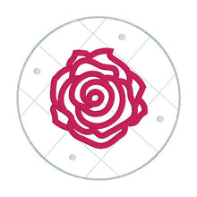 Load image into Gallery viewer, Rose applique envelope style Mug rug  machine embroidery design (5 sizes included) DIGITAL DOWNLOAD