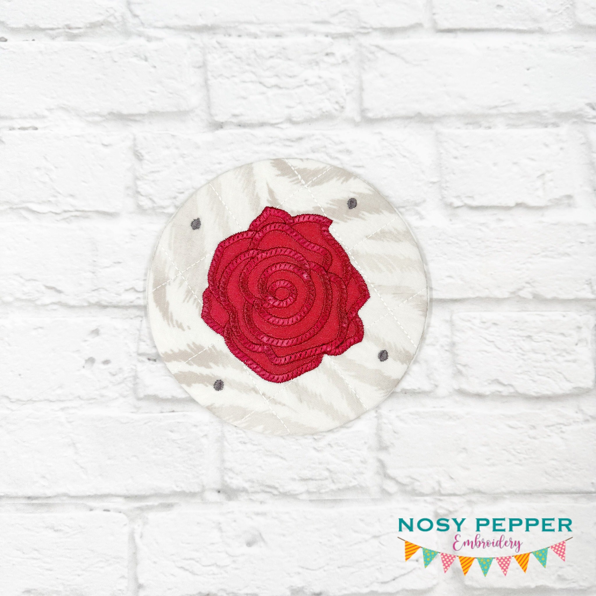 Rose applique envelope style Mug rug machine embroidery design (5 size ...