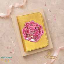 Load image into Gallery viewer, Rose applique shaker notebook cover (2 sizes available) 2026 Skill Builder Bundle machine embroidery design DIGITAL DOWNLOAD