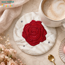 Load image into Gallery viewer, Rose applique envelope style Mug rug  machine embroidery design (5 sizes included) DIGITAL DOWNLOAD