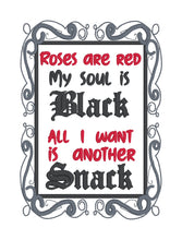 Load image into Gallery viewer, Roses Are Red Snack machine embroidery design (4 sizes included) DIGITAL DOWNLOAD