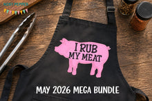 Load image into Gallery viewer, I Rub My Meat applique machine embroidery design (4 sizes included) DIGITAL DOWNLOAD