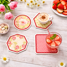 Load image into Gallery viewer, Basics applique coaster set machine embroidery design (4 designs included) DIGITAL DOWNLOAD
