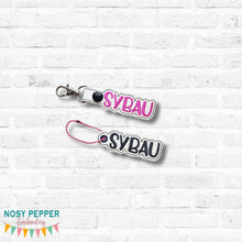 Load image into Gallery viewer, SYBAU snap tab and eyelet fob set (single and multi files included) --DEC 25 MB--machine embroidery design DIGITAL DOWNLOAD