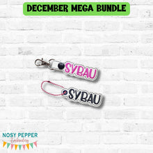 Load image into Gallery viewer, SYBAU snap tab and eyelet fob set (single and multi files included) --DEC 25 MB--machine embroidery design DIGITAL DOWNLOAD