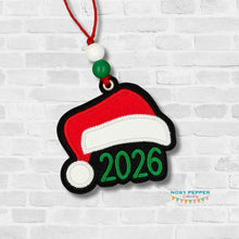 Load image into Gallery viewer, Santa 2026 applique ornament machine embroidery design DIGITAL DOWNLOAD