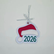 Load image into Gallery viewer, Santa 2026 applique ornament machine embroidery design DIGITAL DOWNLOAD
