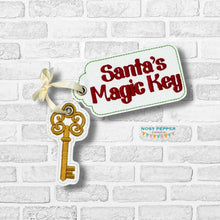 Load image into Gallery viewer, Santa's Magic Key ornament/bookmark/bag tag machine embroidery design DIGITAL DOWNLOAD