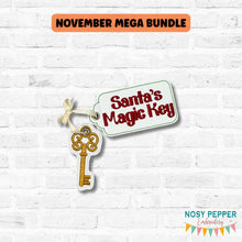 Load image into Gallery viewer, Santa's Magic Key ornament/bookmark/bag tag machine embroidery design DIGITAL DOWNLOAD