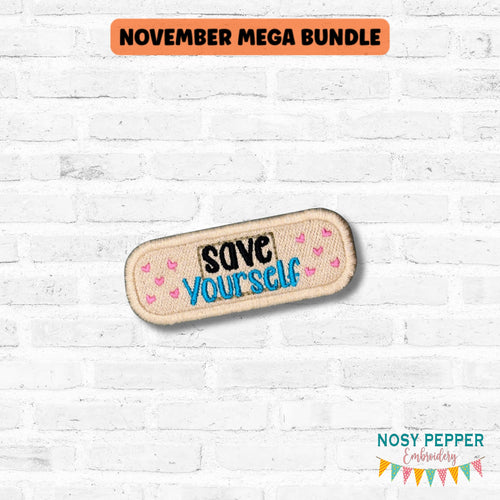 Save Yourself patch (2 sizes included) machine embroidery design DIGITAL DOWNLOAD