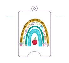 Load image into Gallery viewer, School Bow lanyard card case July &#39;24 Mystery Bundle machine embroidery design (eyelet and snap tab designs included) DIGITAL DOWNLOAD