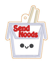 Load image into Gallery viewer, Send Noods applique Bookmark/bag tag/ornament machine embroidery design DIGITAL DOWNLOAD