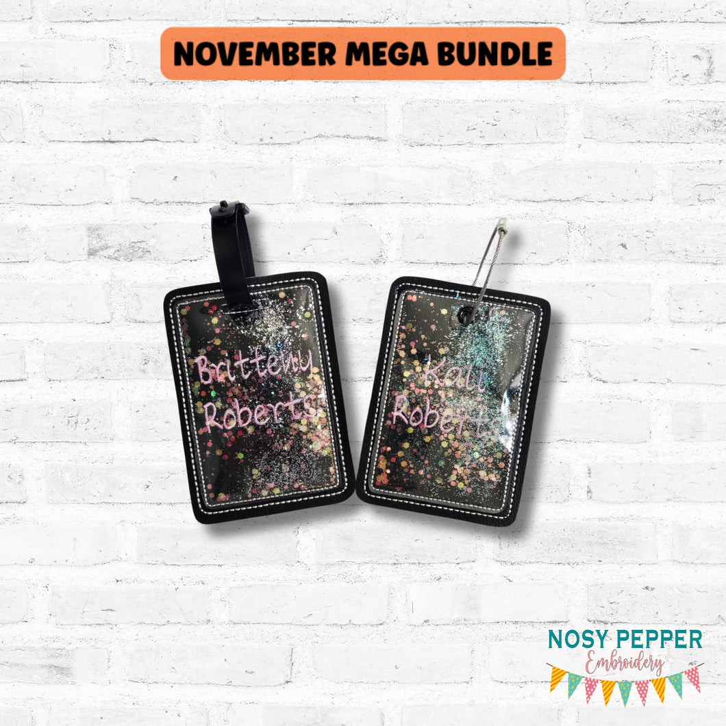 Shaker luggage tag set machine embroidery design DIGITAL DOWNLOAD