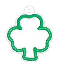 Load image into Gallery viewer, Shamrock applique shaker snap tab and eyelet fob set (single and multi files included) machine embroidery design DIGITAL DOWNLOAD