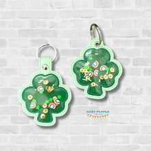 Load image into Gallery viewer, Shamrock applique shaker snap tab and eyelet fob set (single and multi files included) machine embroidery design DIGITAL DOWNLOAD