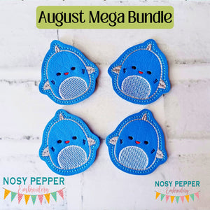 Shark squishy feltie embroidery file Mystery Bundle August '24 DIGITAL DOWNLOAD