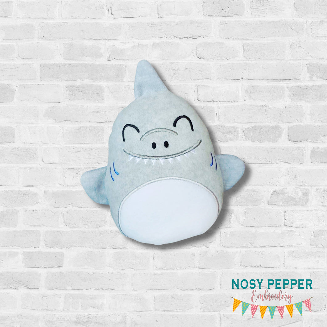 Shark stuffie (5 sizes included) machine embroidery design DIGITAL DOWNLOAD