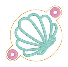 Load image into Gallery viewer, Shell applique Bun cover machine embroidery design DIGITAL DOWNLOAD