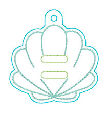 Load image into Gallery viewer, Monstera &amp; Shell ITH Eyeglass Holder (2 styles included) machine embroidery design DIGITAL DOWNLOAD