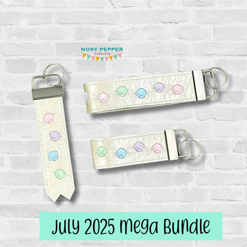 Shell key fob set machine embroidery file (3 sizes, single and multi files included) DIGITAL DOWNLOAD