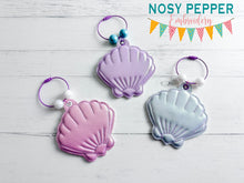 Load image into Gallery viewer, Shell Puff April Mystery Bundle ornament/bag tag/bookmark machine embroidery design DIGITAL DOWNLOAD