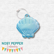 Load image into Gallery viewer, Shell Puff April Mystery Bundle ornament/bag tag/bookmark machine embroidery design DIGITAL DOWNLOAD