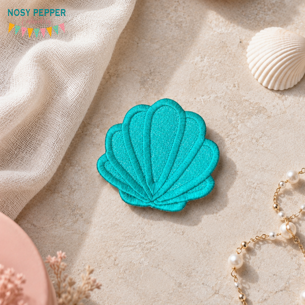 Shell patch (2 sizes included) machine embroidery design DIGITAL DOWNL ...