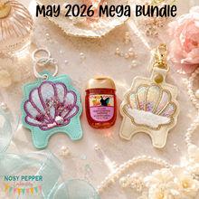 Load image into Gallery viewer, Shell applique shaker Sanitizer Case (2 sizes available) machine embroidery design DIGITAL DOWNLOAD