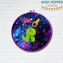 Load image into Gallery viewer, Sh!t Dino applique machine embroidery design (4 sizes included) DIGITAL DOWNLOAD