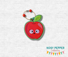 Load image into Gallery viewer, Shocked Apple applique bookmark/ornament/bag tag machine embroidery design DIGITAL DOWNLOAD